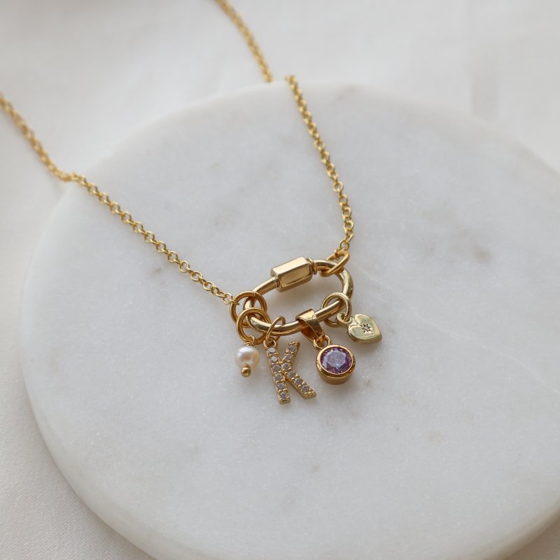 "Charm Club" guldpl�terat halsband med l�s f�r charms