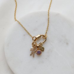 "Charm Club" guldpl�terat halsband med l�s f�r charms