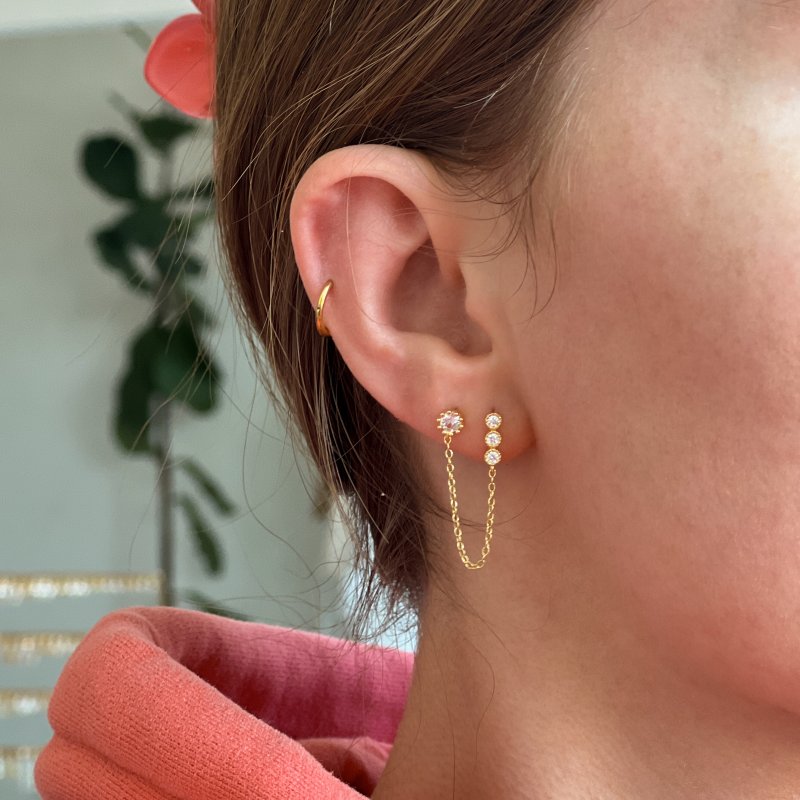 "Iris" guld k�de �rering til 2 huller (s�t)