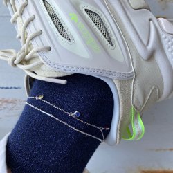 "Colorful" slv ankelkde med multifarvet glas sten