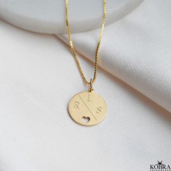 "Daphne" 18 karat forgyldt amulet med kryds og hjerte