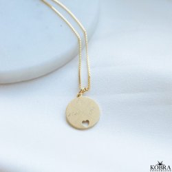"Daphne" 18 karat forgyldt amulet med kryds og hjerte