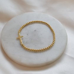 "Kada" armb�nd i 18k forgylt sterling s�lv med kors