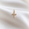 Charm - guldkors med stenar
