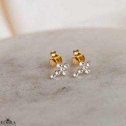 "Eva" Sm forgyldte kors reringe med sten