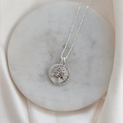 "Liv" halsk�de i sterling s�lv med livets tr� og personlig gravering