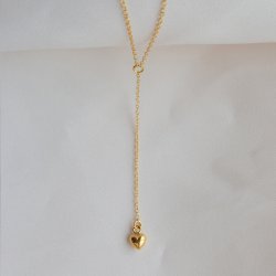 "Liva drop" necklace with heart in 18k gold-plated sterling silver