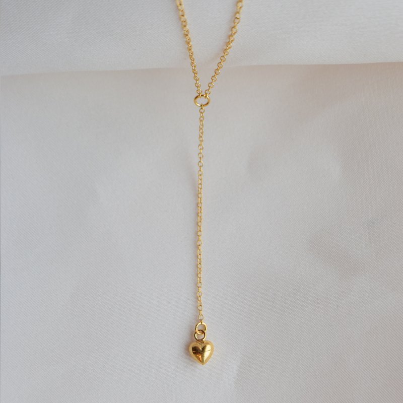 "Liva drop" necklace with heart in 18k gold-plated sterling silver