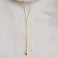 "Liva drop" necklace with heart in 18k gold-plated sterling silver