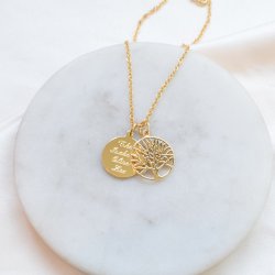 Livets tr�dhalsband i guld med gravyr