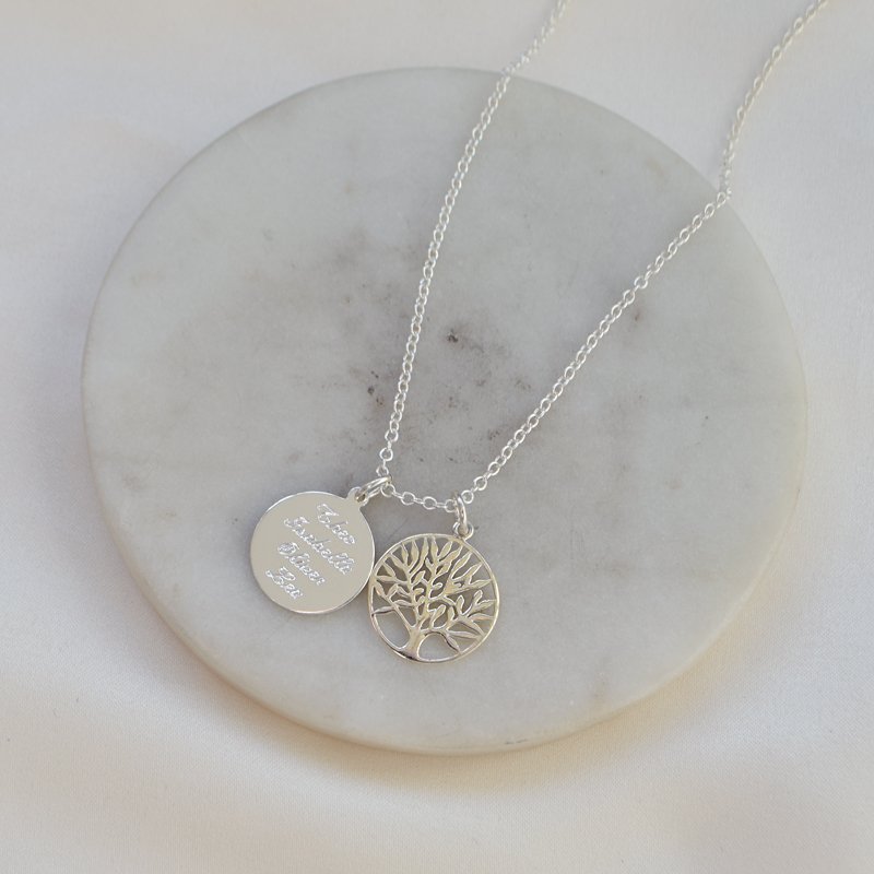 Tree of Life necklace in genuine silver with engraving