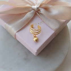 "Lumi" earcuff med hjerte i 18k gullbelagt s�lv