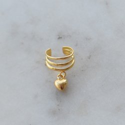 "Lumi" earcuff med hjerte i 18k gullbelagt s�lv