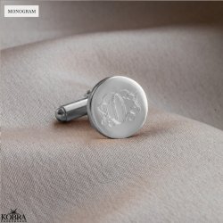 Runde slv manchet-knapper med personlig gravering inklusiv