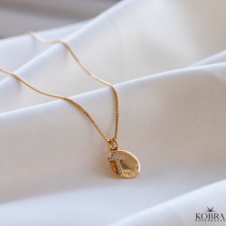 Guld amulet med lille kors vedh�ng - inklusiv gravering!