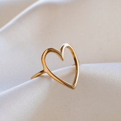 "Love" stor hjerte ring i guld