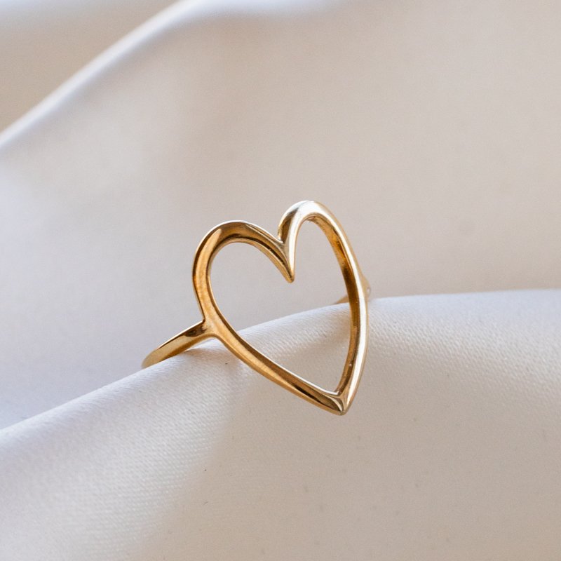 "Love" stor hjerte ring i guld