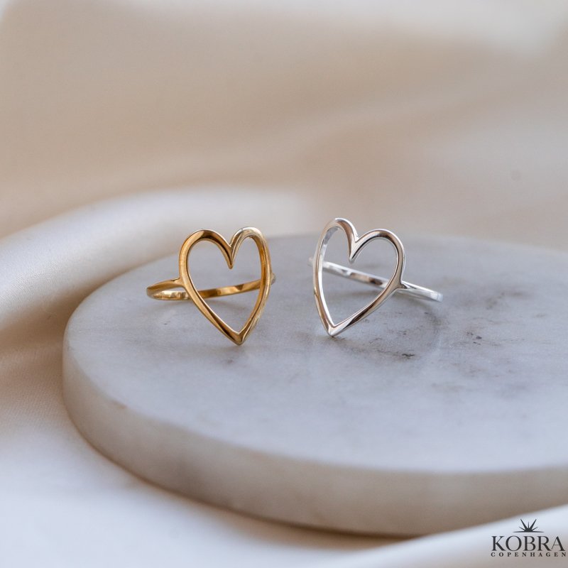 "Love" stor hjerte ring i s�lv