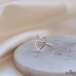 "Love" stor hjerte ring i s�lv