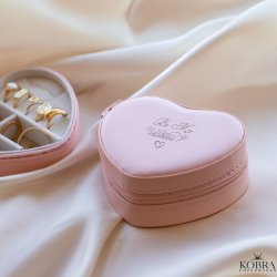 "Love Story" Personalised Heart Jewelry Case with Name � Pink Travel Jewelry Box
