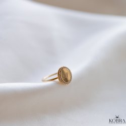 "Dazzling" Forgylt Ring med Gravering � 18K S�lv &amp; Hvite Stener