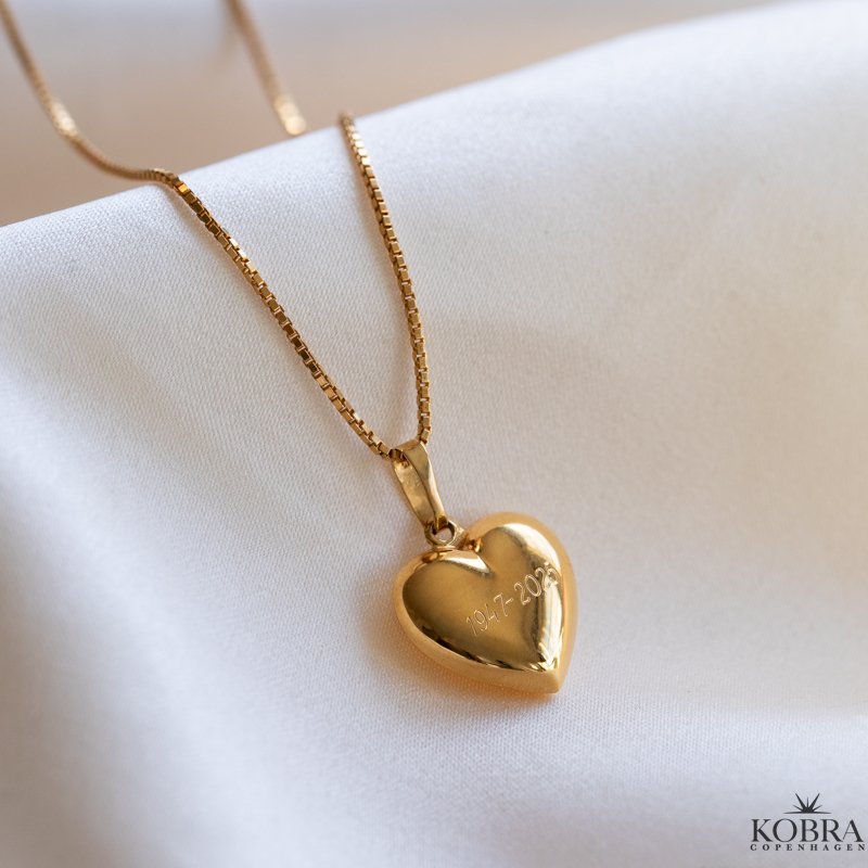 "Liva" hjertekjede i 18 karat gullbelagt, inkludert gravering
