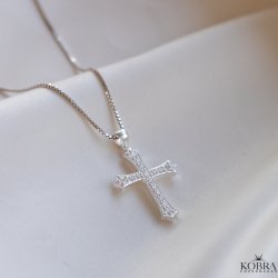 "Guardian" 18k gullbelagt korskjede med stein