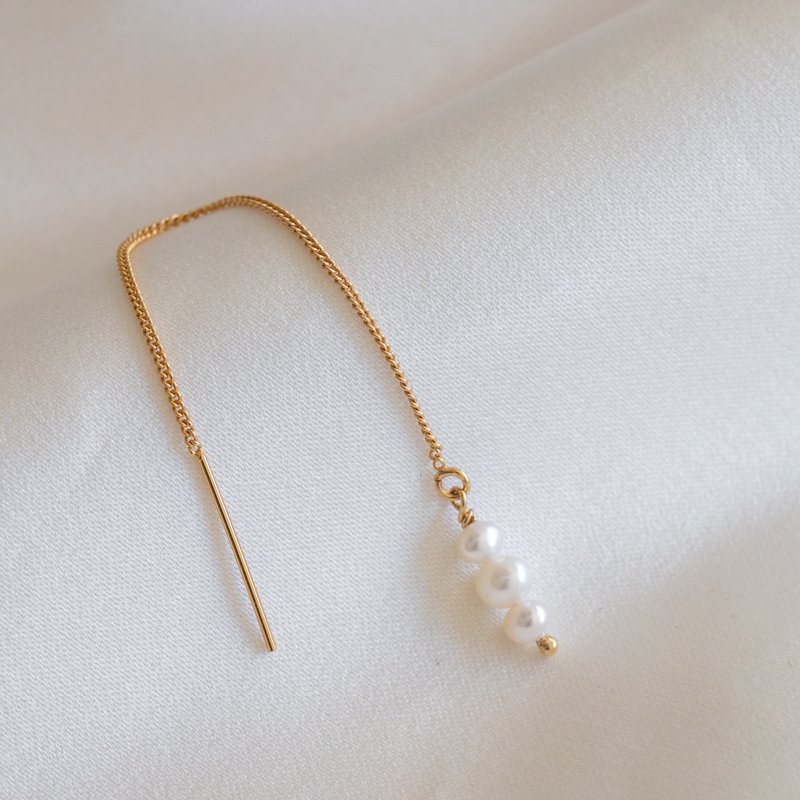 "Midsommar" 1 stk. perle �rering p� guld �retr�de