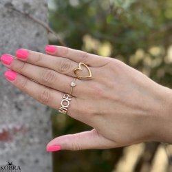 "Love" stor hjerte ring i guld
