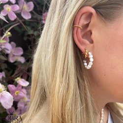 "Maggie" guld perle hoops / øreringe