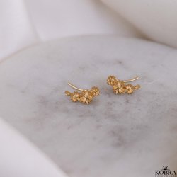 "Marguerit" 18 karat forgyldte reringe med margueritter, ear climber