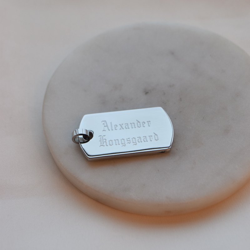 "Max" dogtag i st�l med personlig gravering 