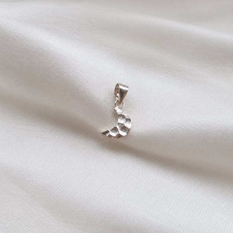  "Moon" Hammered moon charm in silver