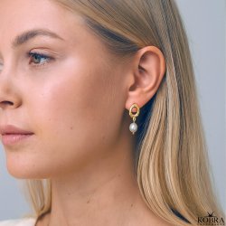 "Adelina" 18k gold-plated hammered earrings with freshwater pearls
