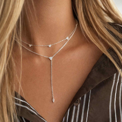 "Junie" silverhalsband / choker med fina sm� hj�rtan