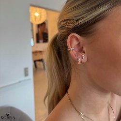 "Mikami" unique gold earrings with pink stones