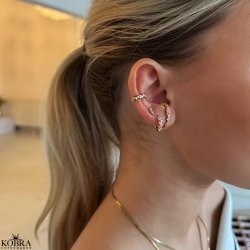 "Mikami" unique gold earrings with pink stones