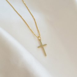 "Promise" halsk�de i 18k forgyldt sterling s�lv med klassisk kors vedh�ng