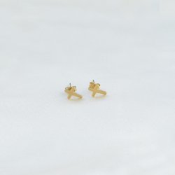 "Promise" Small 18 carat gold plated cross earrings