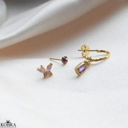 "Purple Vibe" 3 stk guld reringe i lilla nuancer