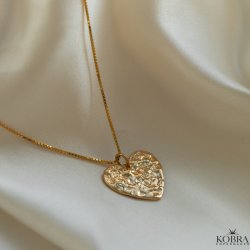 "Riannon" hammersl�et guld hjerte halsk�de