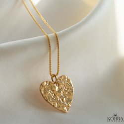 "Riannon" hammersl�et guld hjerte halsk�de