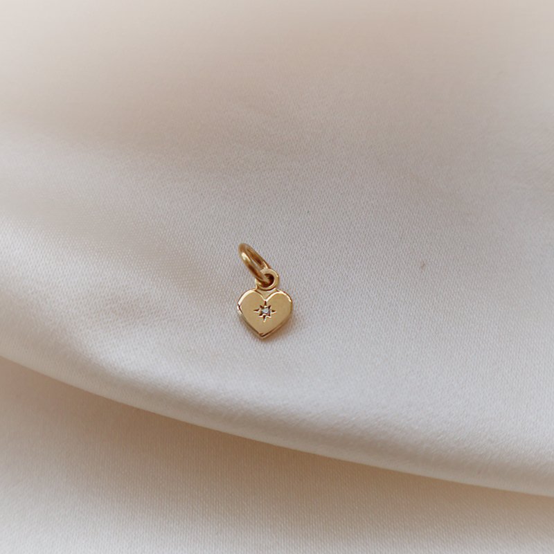 "Rocket" Gold-plated heart charm with stones