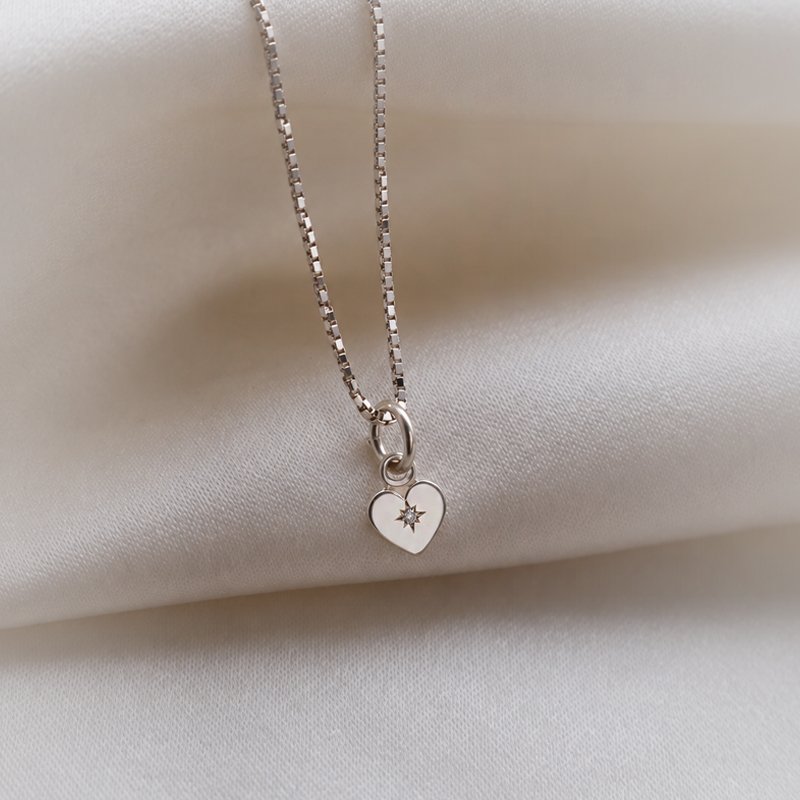 "Rocket" Hjerte charm med sten i s�lv