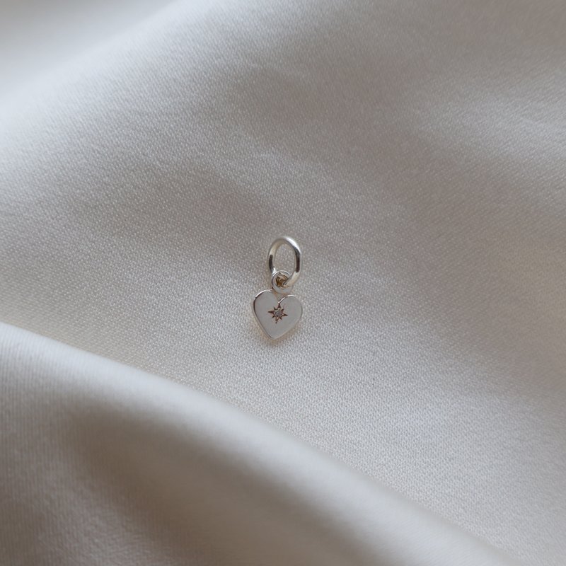 "Rocket" Heart charm with stone in silver