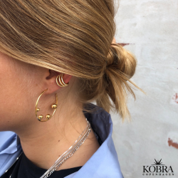 "Shine" stor earcuff i guld med hvide sten