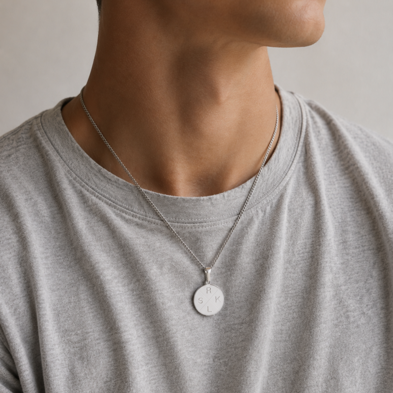  "Axton" necklace in stainless steel with cross engraving