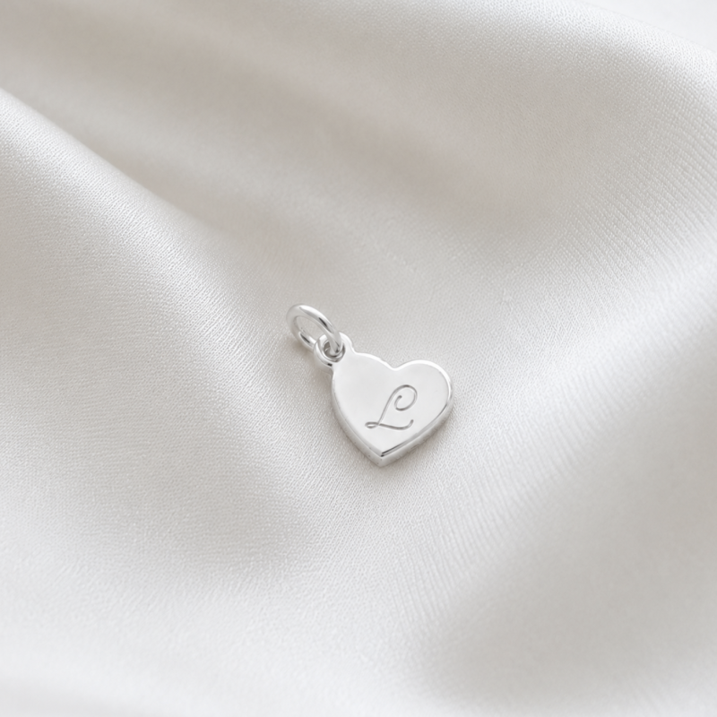 "Memories" Heart Charm in silver with Personal Engraving
