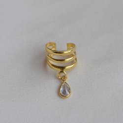 "Sena" earcuff med dr�peformet zirkonia i 18k gullbelagt