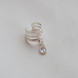 "Sena" earcuff med dr�peformet zirkonia i s�lv